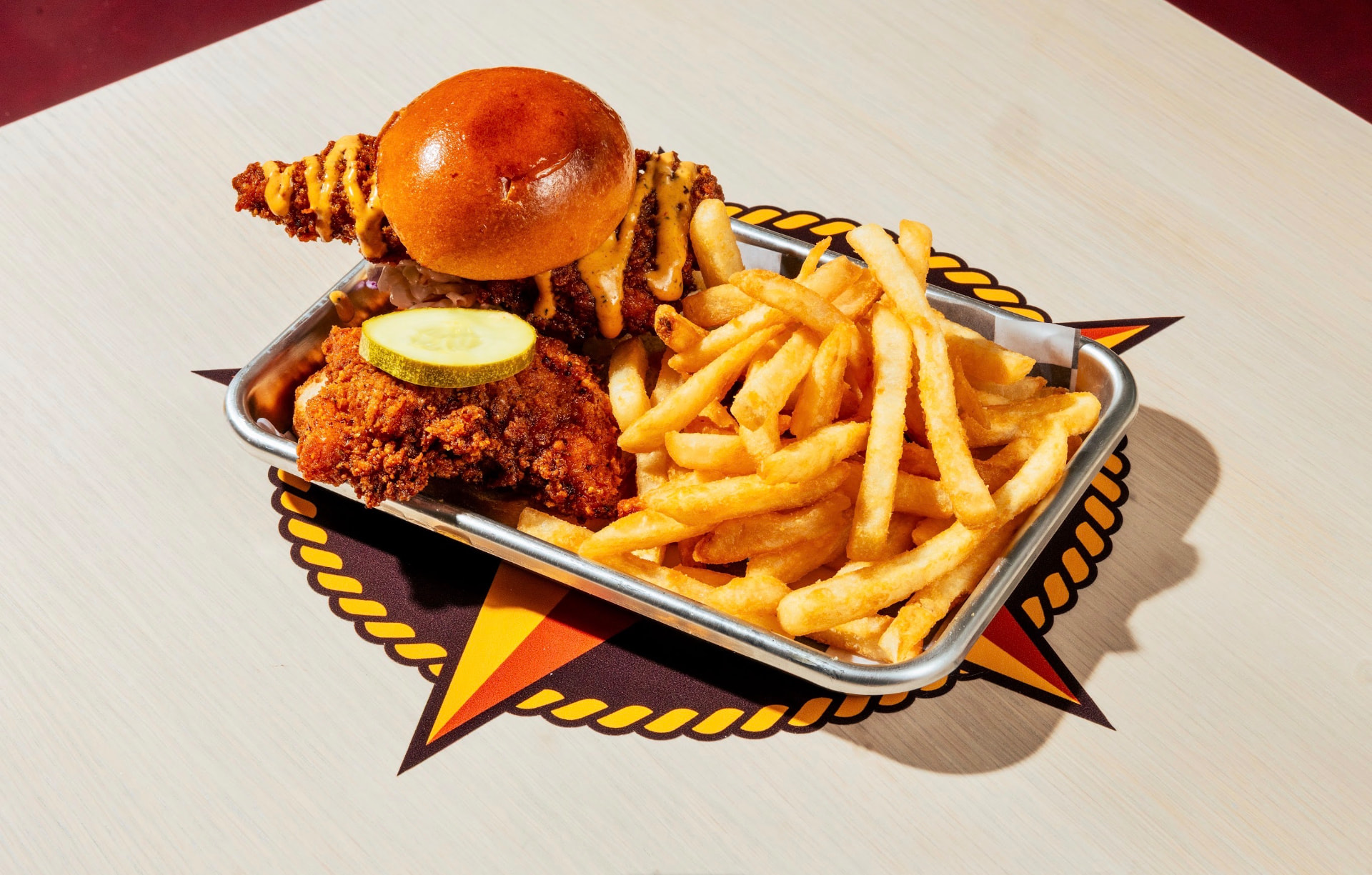 Chicken slider and tender combo with fries